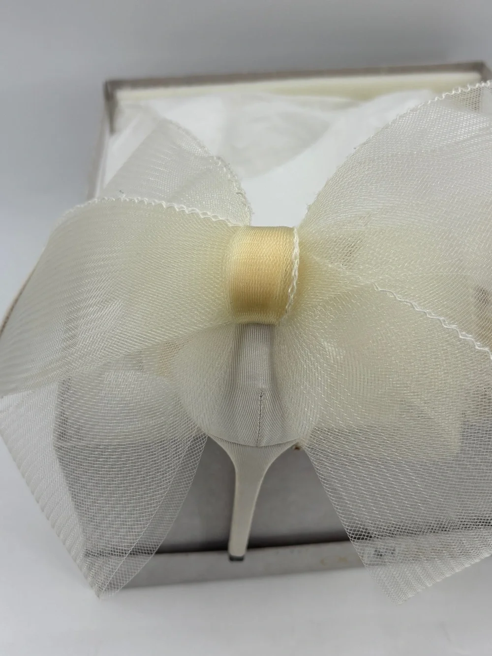 Jimmy Choo Aveline 100 Latte Sandals with Asymmetric Grosgrain Mesh Bows 37/US7